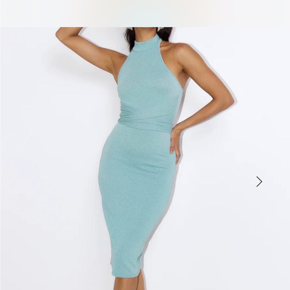 Hello Molly Aqua Halter Midi Dress